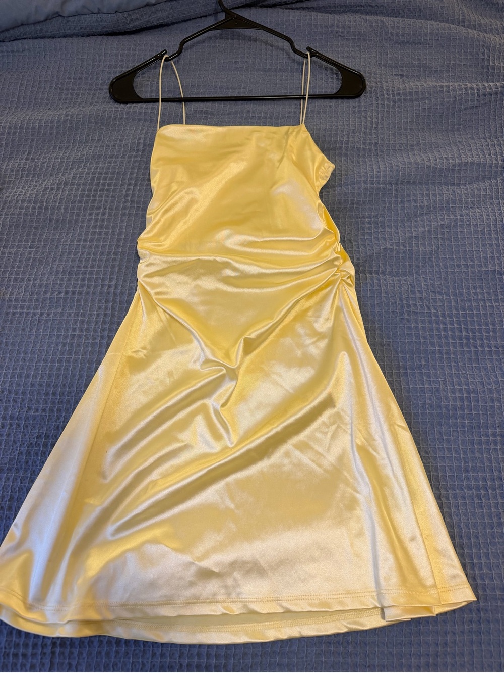 H&M Yellow Satin Dress with Spaghetti Straps